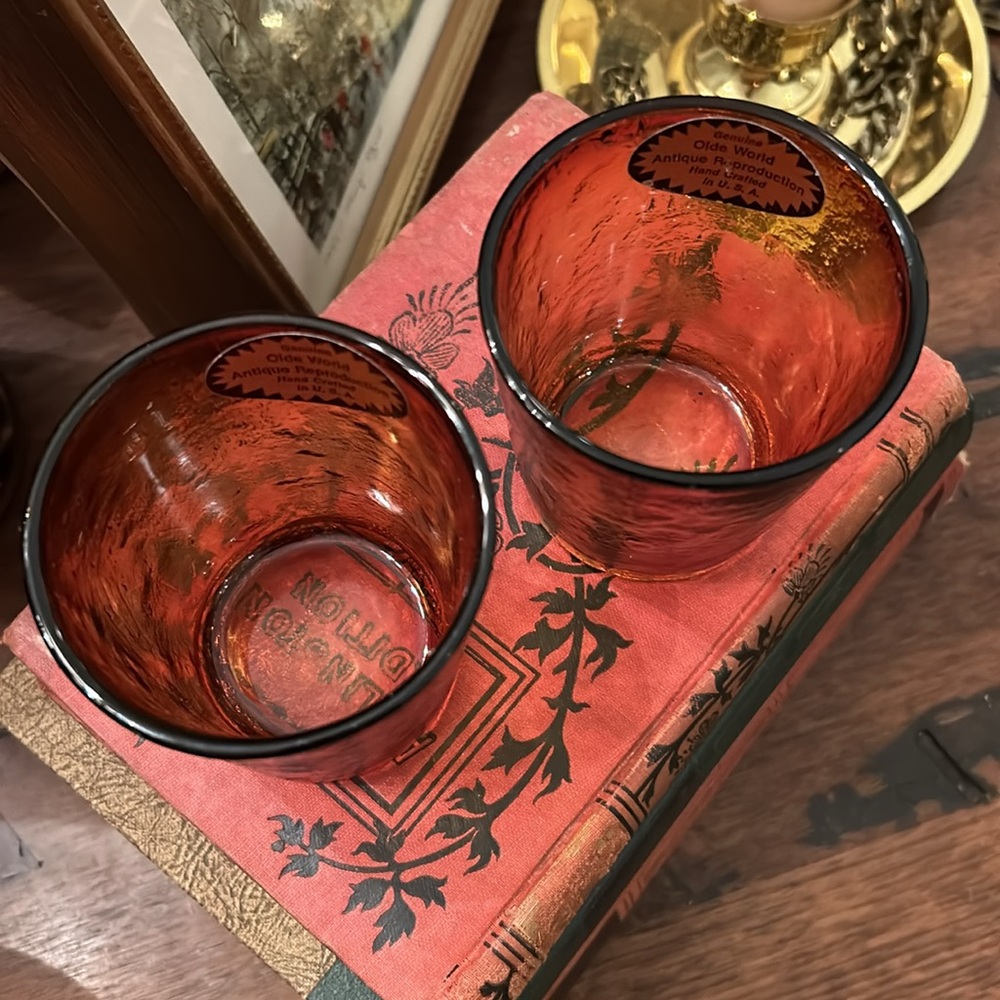 Vintage Amber Glass Tumblers - Picture 5 of 8